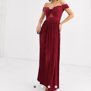 ASOSDESIGNpremium lace and pleat off the shoulder